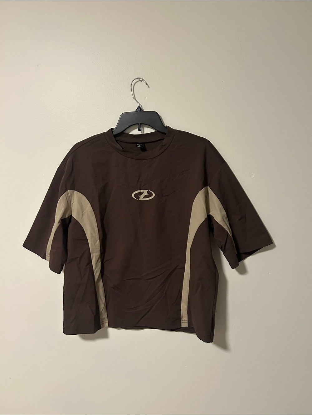 NFINITY Brown Short Sleeve Athletic Tee with Tan Panels